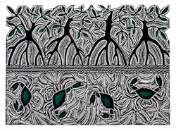 Billy Missi, Githalai ur (crabbing tide), Linocut, 2006
