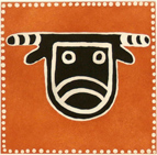 Linocut print by Joel Sam, titled Thulup (stingray), from Djumbunji Press, Printmaking Centre in Cairns