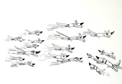 Dion Beasley, Dog Chase, etching, 2010