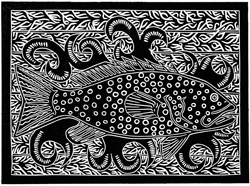 Joel Sam, Coral Trout, Linocut, 2006