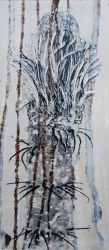 Winsome Jobling Cycad  etching on hand made paper, &copy; 2010.  From: Mesozoic &ndash; the age of the cycads