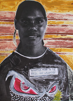 Image: 111A Garrama Maymuru, Ngarra (Me), photograph and linocut
