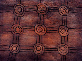 Ernest Bennett (Warakurna) woodblock printed intaglio from two blocks