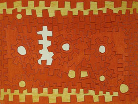 Patrick Tjungarrayi, Papunya Tula, woodblock printed intaglio with stencil from two blocks