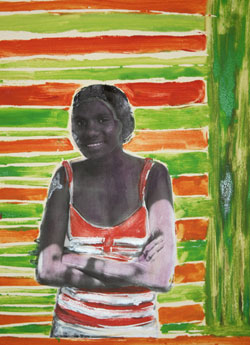 Image: 117 Dhalmula Burarrwanga, Ngarra (Me), photograph and linocut