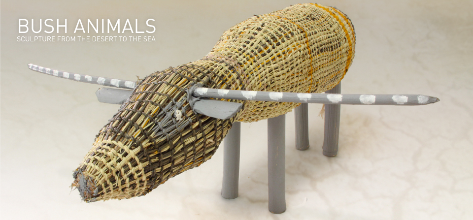 Penny Milingu Wanapuyngu, Buffalo, pandanus fibre and wood,  © Gapuwiyak Culture and Arts Aboriginal Corporation 2012