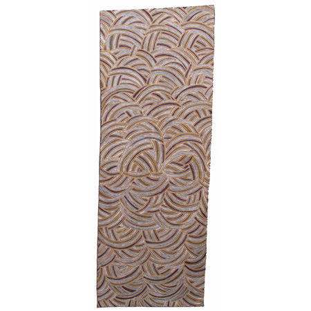 Banduk Marika, Rulyapa, ochre on bark, 129 x 49 cm, $5000