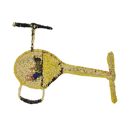 'Helicopter', grass and raffia weaving by Polly Jackson