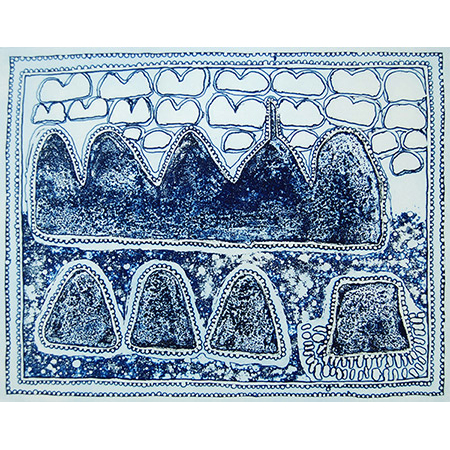 Ngayiwoorrji etching by Queenie McKenzie (dec)