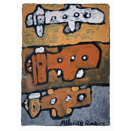 Three Planes, ochre on paper by Alfonso Puautjimi