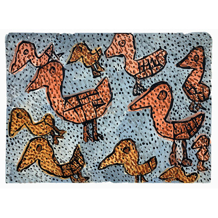 Tokwampini - Ancestral bird, ochre on paper by Jane Tipuamantumirra