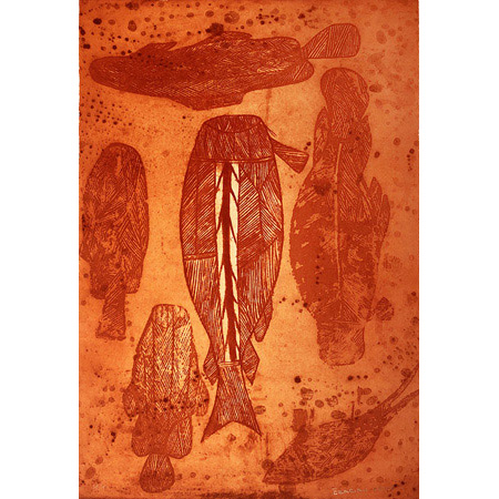 Djen (Fish), etching by Ezariah Kelly, 38 x 57cm